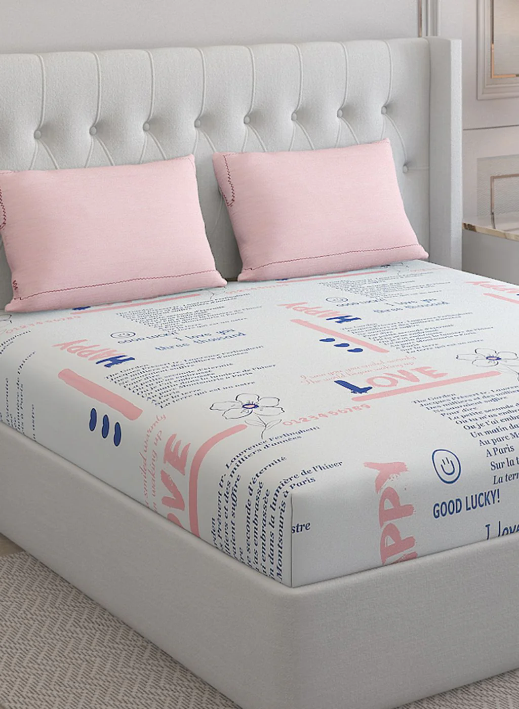 200TC Pure Cotton Queen Bedsheet with 2 Pillow Covers - Image 4