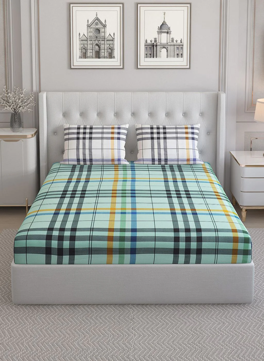 200TC Pure Cotton Queen Bedsheet with 2 Pillow Covers - Image 3