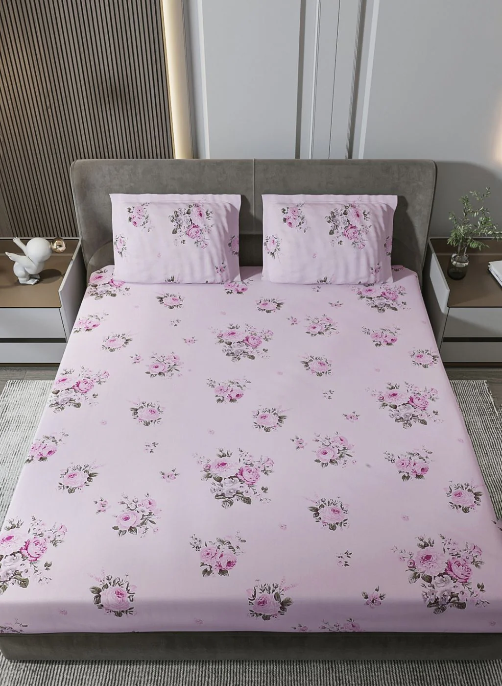 210TC Pure Cotton King Bedsheet with 2 Pillow Covers - Image 3
