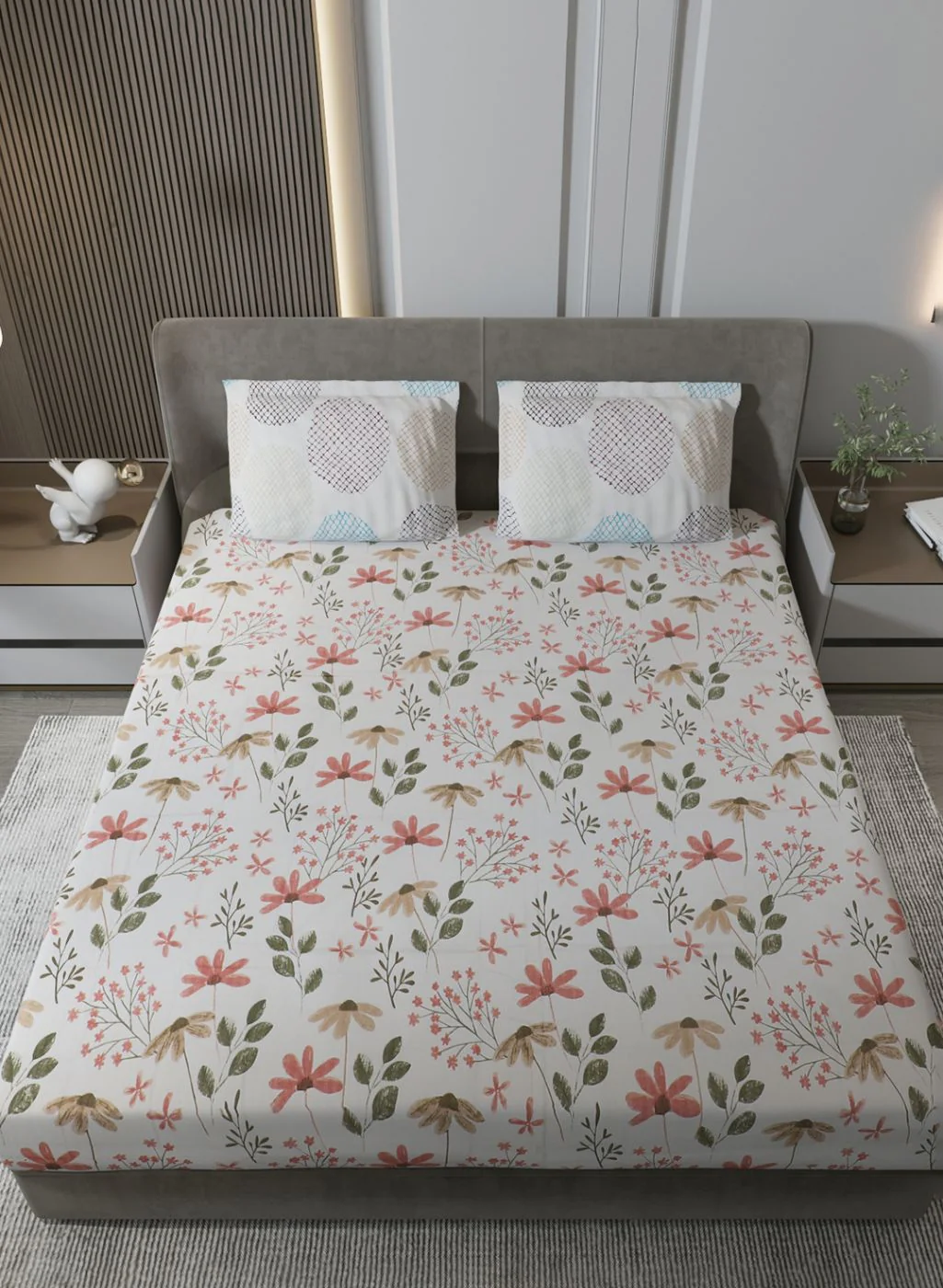 210TC Pure Cotton King Bedsheet with 2 Pillow Covers - Image 3