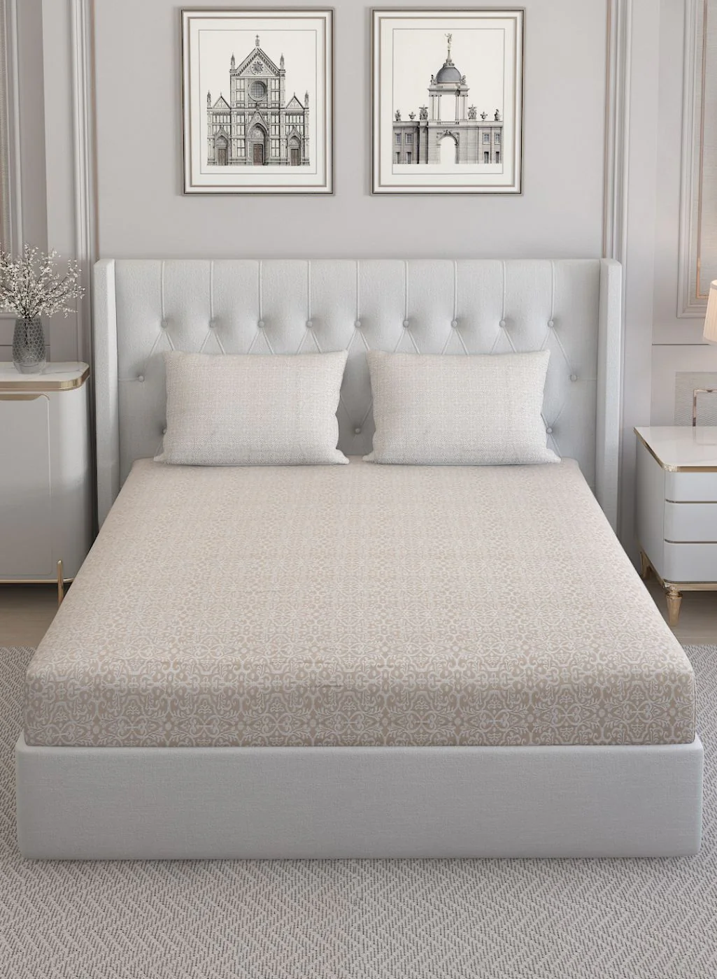 210TC Pure Cotton Queen Bedsheet with 2 Pillow Covers - Image 3