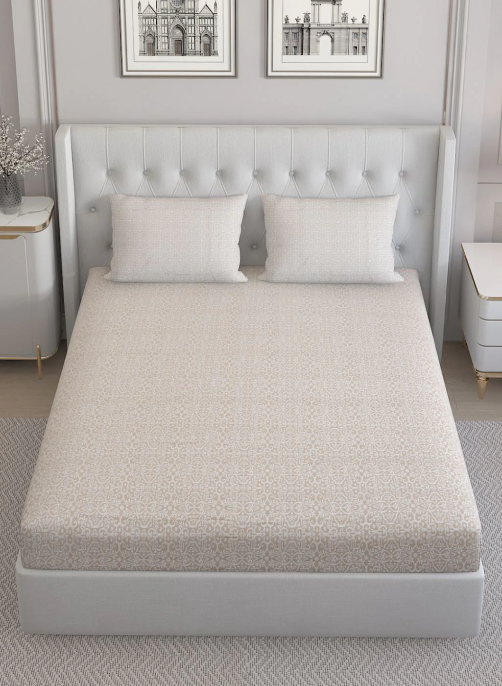 210TC Pure Cotton Queen Bedsheet with 2 Pillow Covers - Image 4