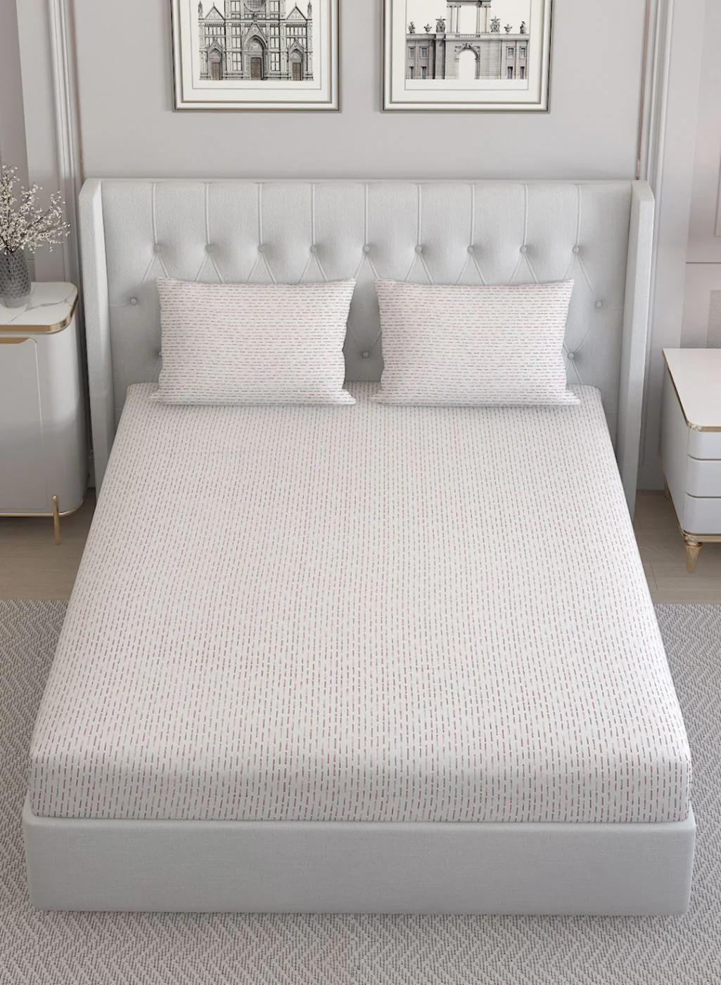 210TC Pure Cotton Queen Bedsheet with 2 Pillow Covers - Image 4