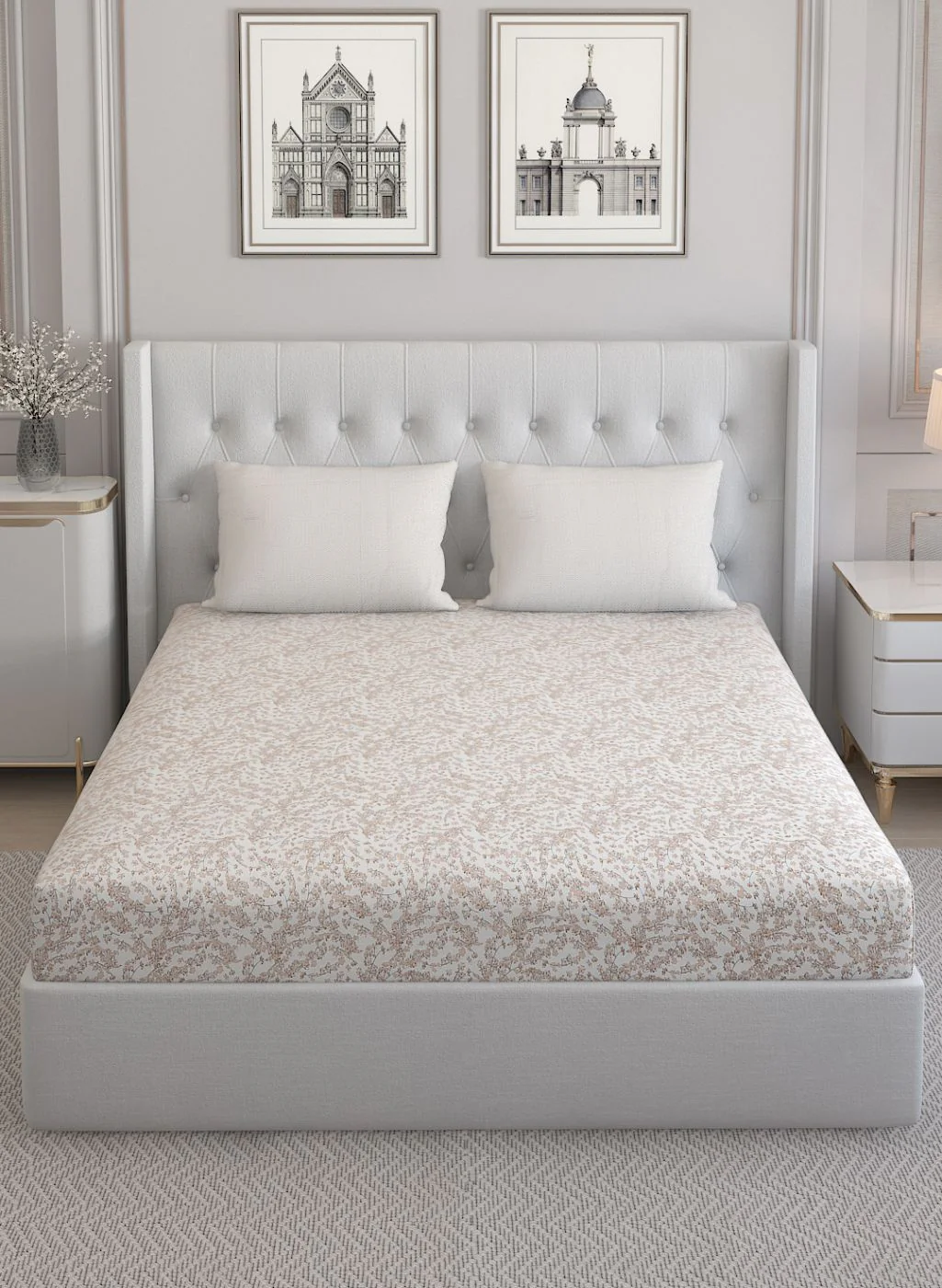 210TC Pure Cotton Queen Bedsheet with 2 Pillow Covers - Image 3