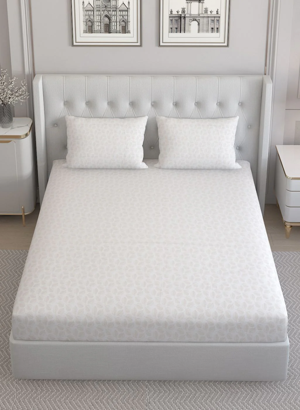 210TC Pure Cotton Queen Bedsheet with 2 Pillow Covers - Image 4