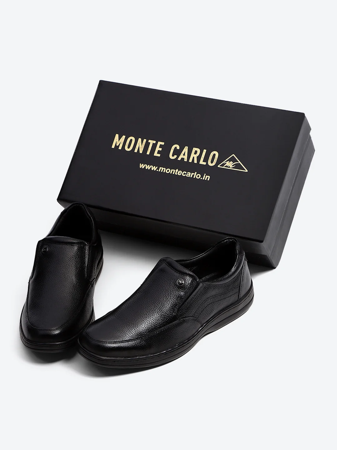 Monte Carlo Black Comfort Slip on Formal Shoes for Men - Image 2