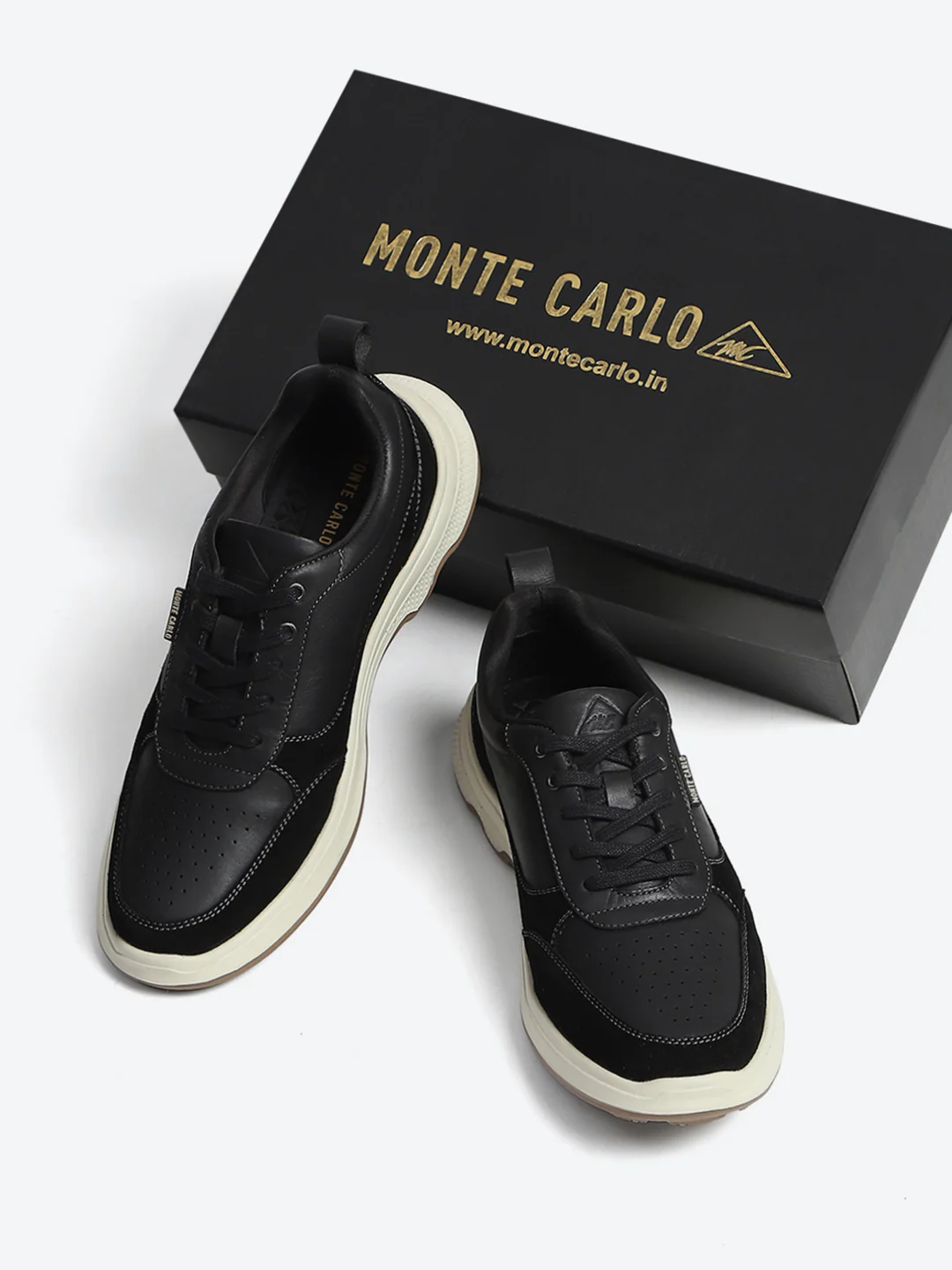 Monte Carlo Black & Taupe Comfort Casual Sneakers for Men - Image 2