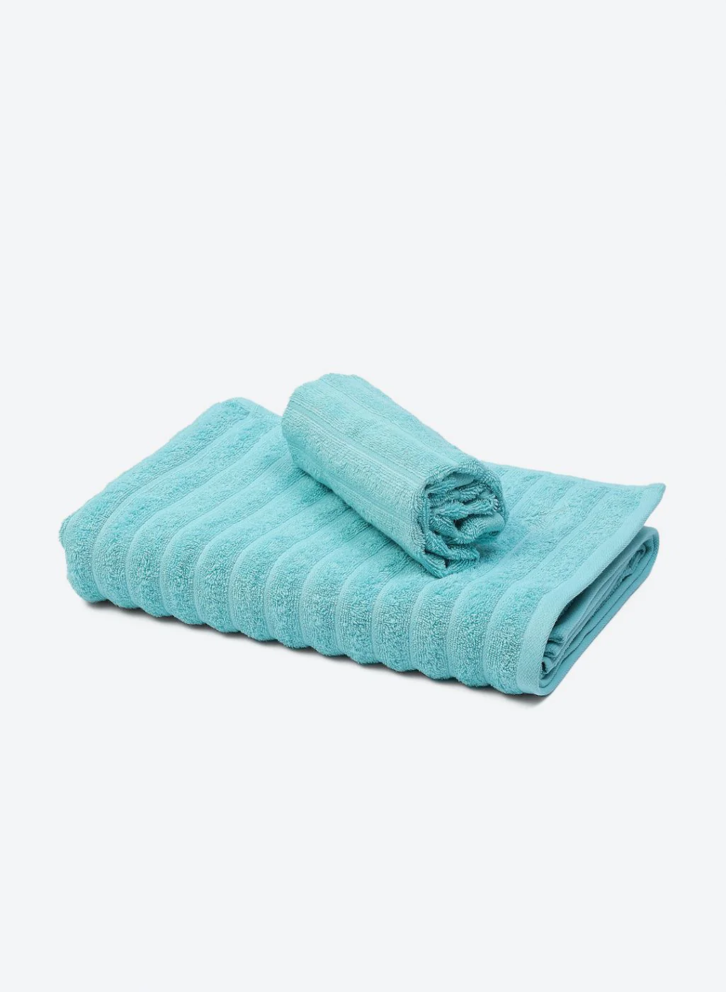 Blue Cotton 525 GSM Towel Set Pack of 2 (1 Bath & 1 Hand Towel) - Image 3