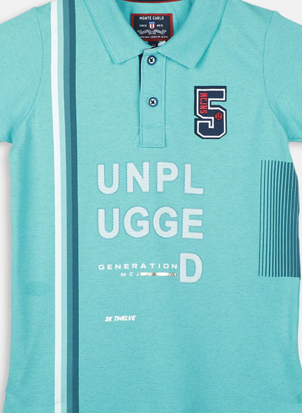 Boys Aqua Blue Printed T-Shirt - Image 3