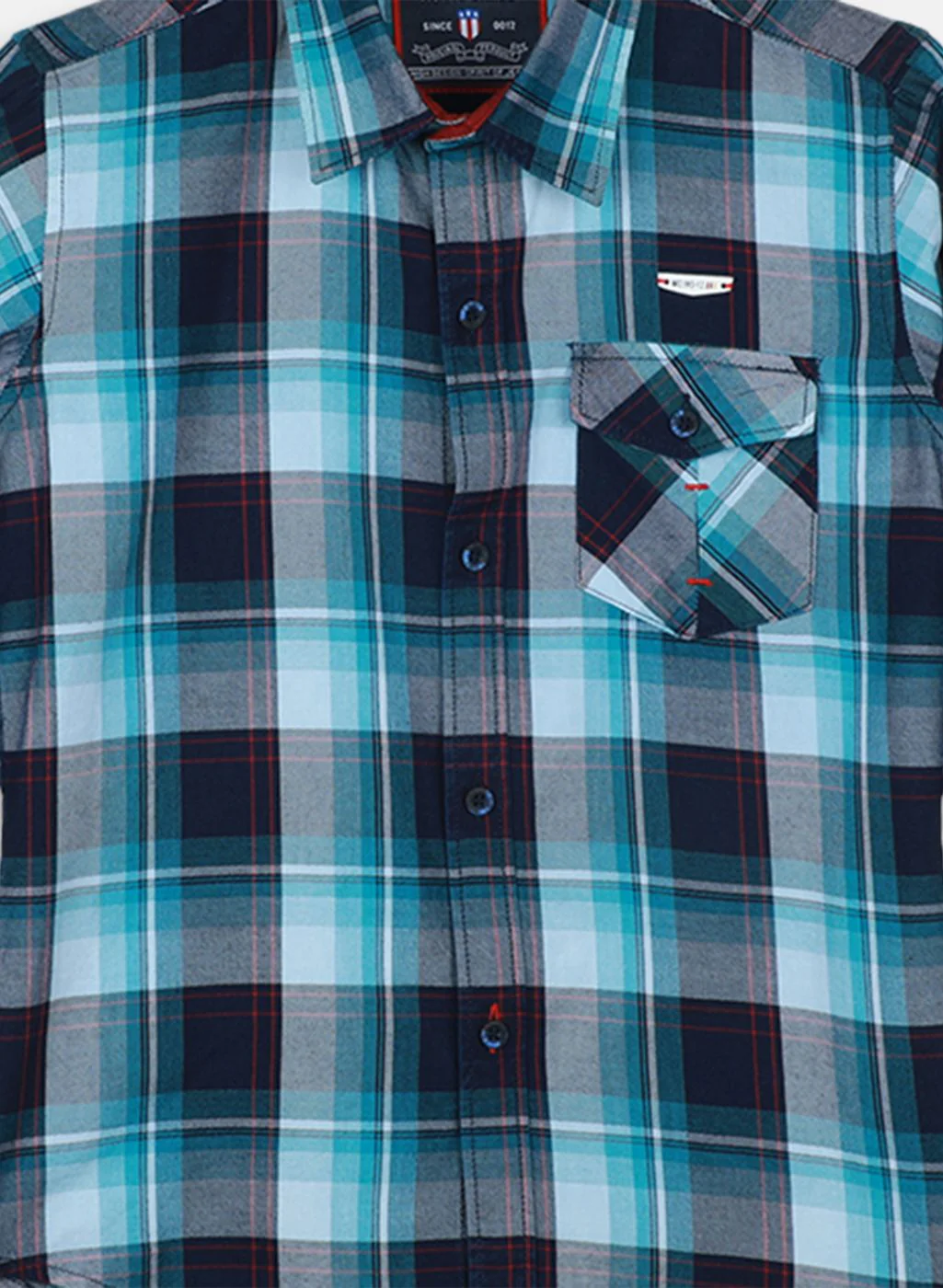 Boys Aqua Blue Solid Shirt - Image 3