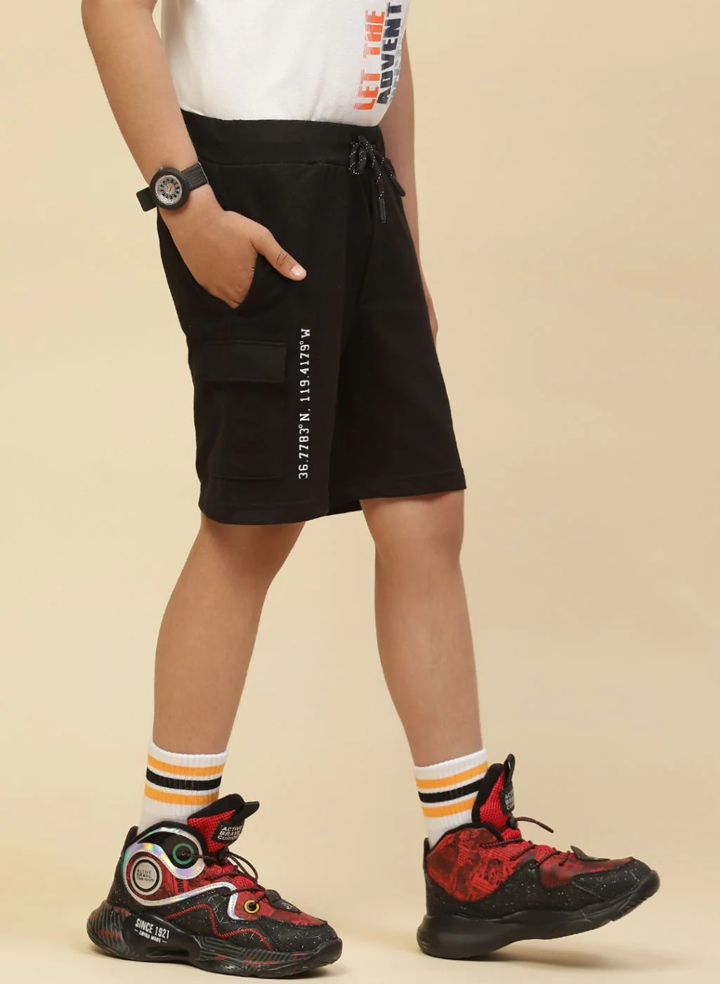 Boys Black Printed Bermuda - Image 2