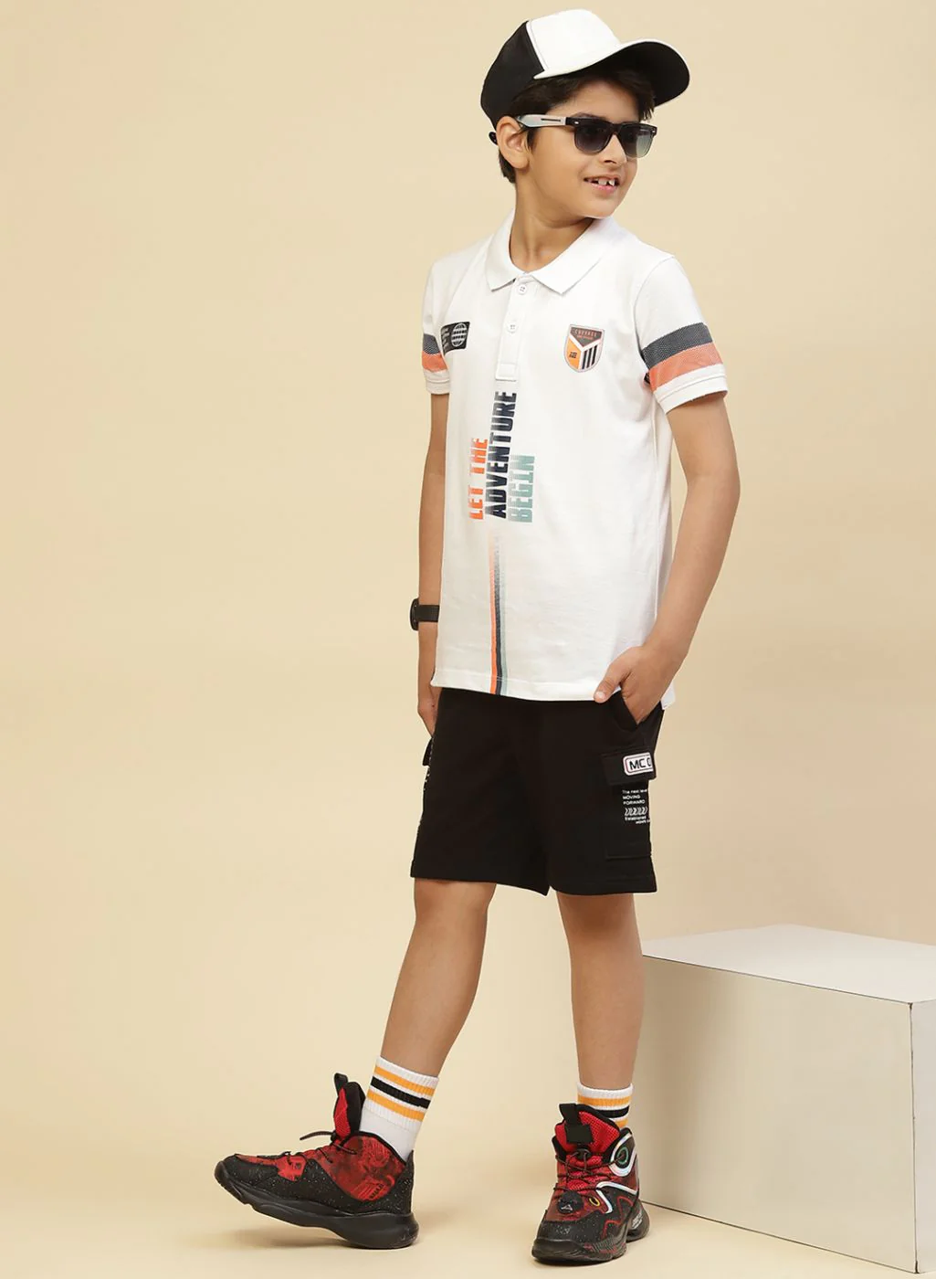 Boys Black Printed Bermuda - Image 4