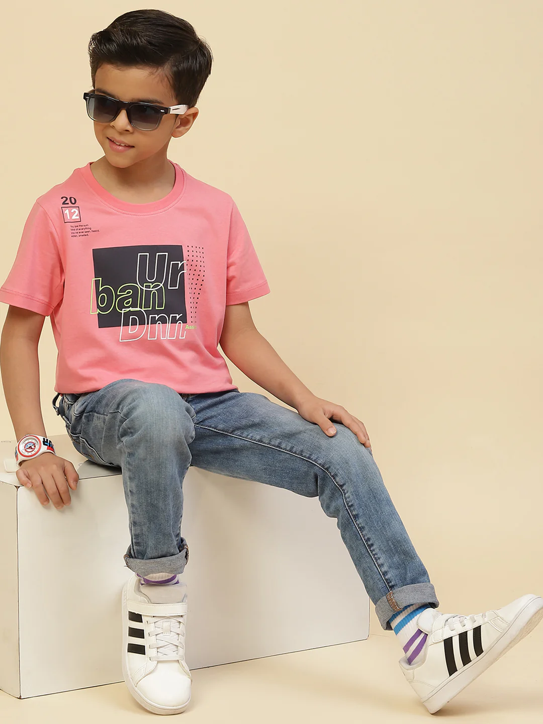 Boys Black & Pink Printed Round Neck Half Sleeve T-Shirt (Pack of 2) - Image 8