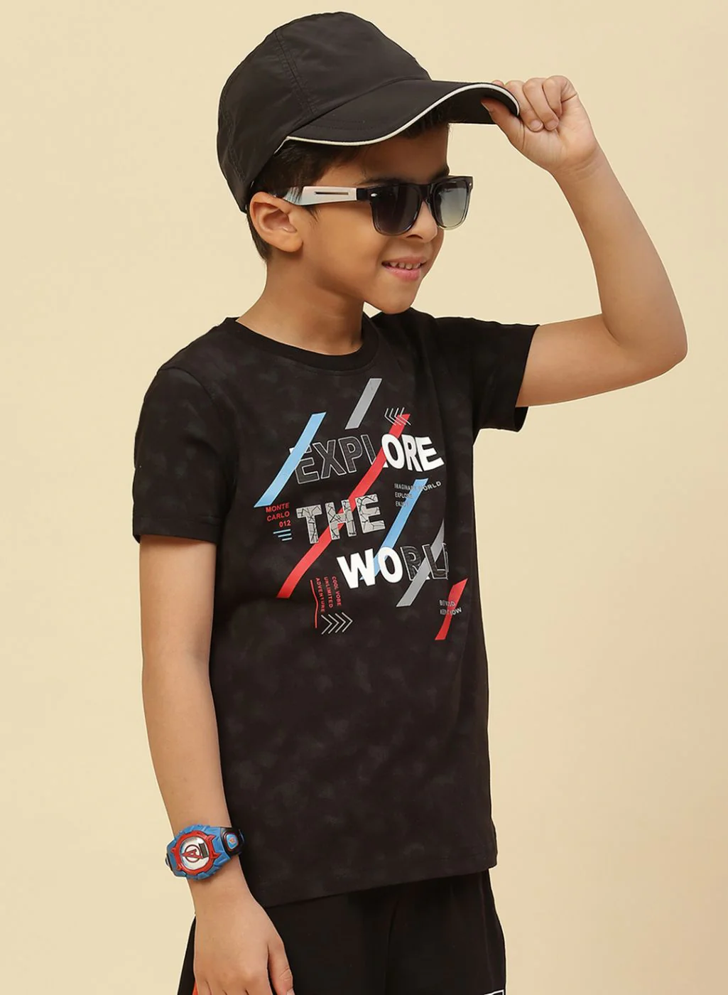 Boys Black Printed T-Shirt - Image 3