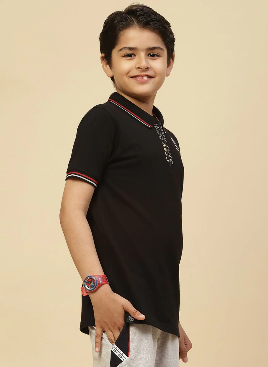 Boys Black Printed T-Shirt - Image 4