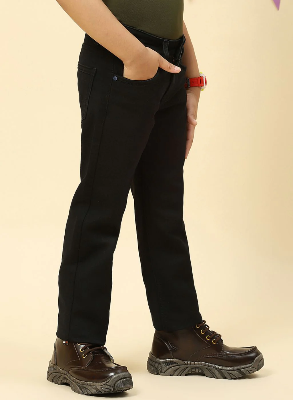 Boys Black Regular Fit Denim - Image 4