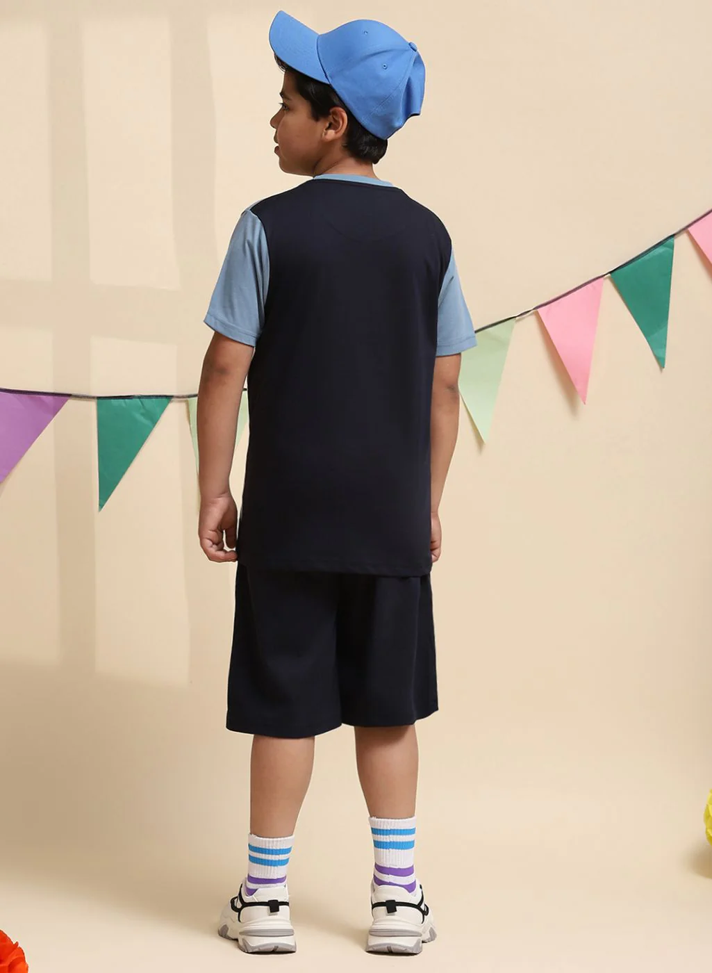 Boys Blue Printed Bermuda Set - Image 5