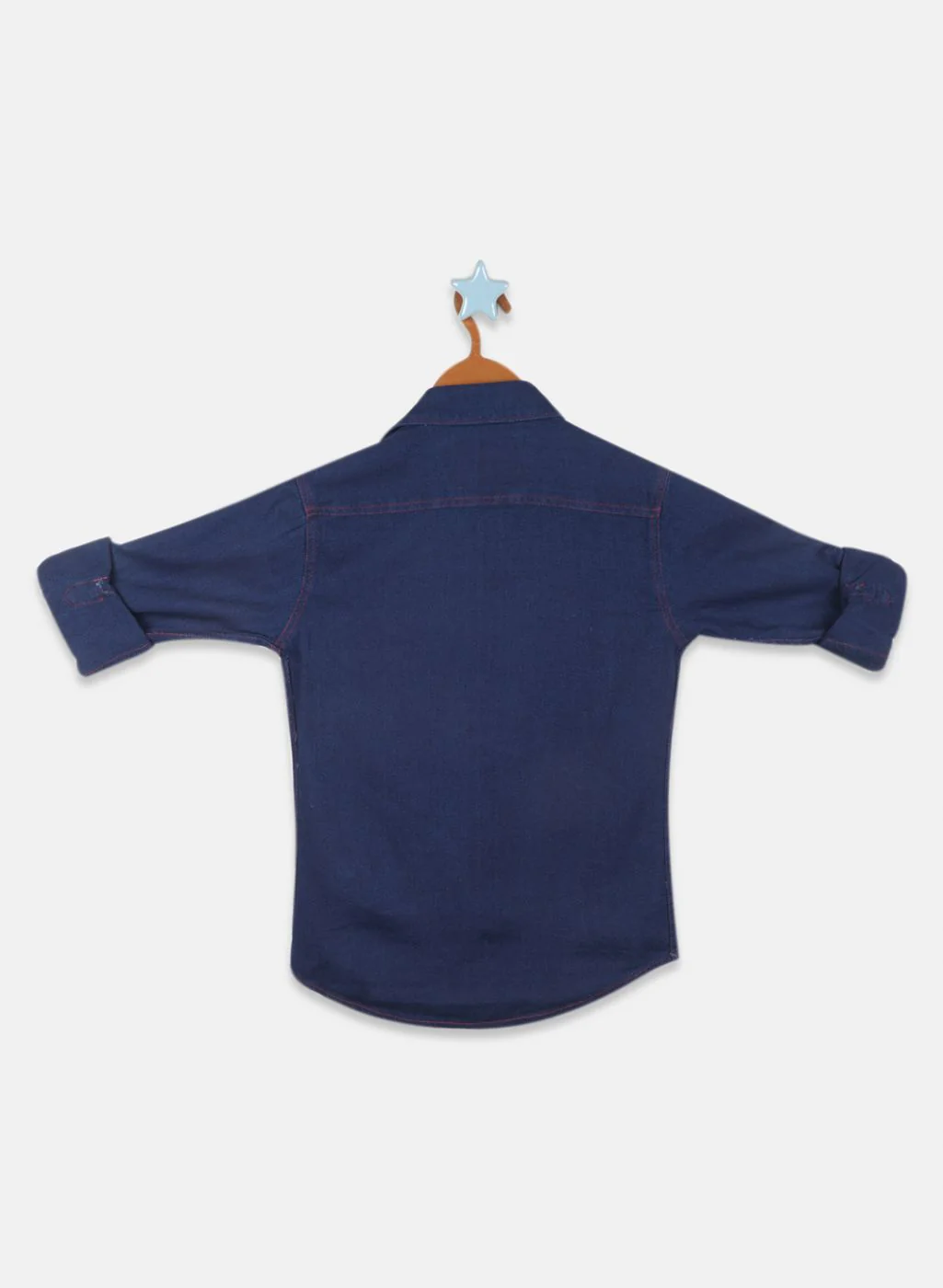Boys Blue Solid Shirt - Image 2