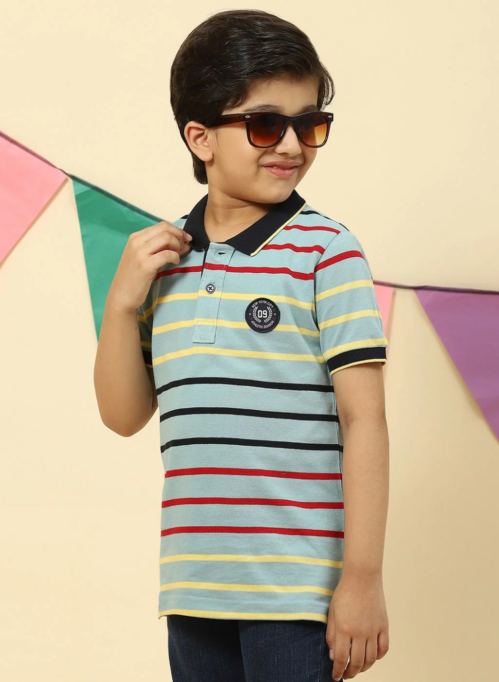 Boys Blue Stripe T-Shirt - Image 3