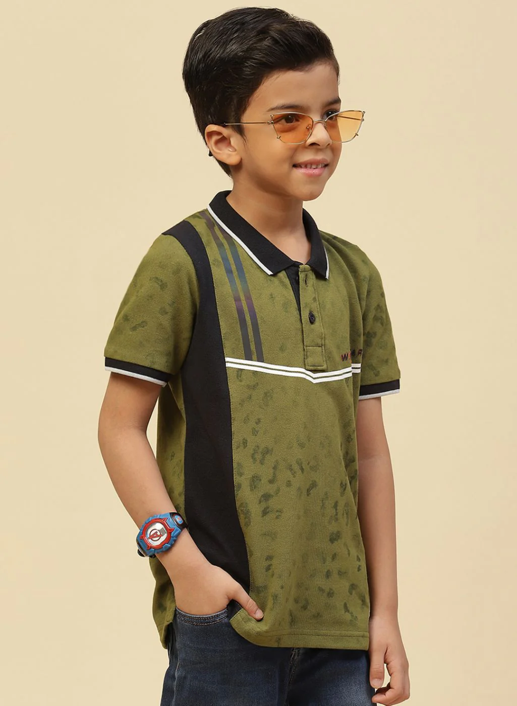 Boys Green Printed T-Shirt - Image 5