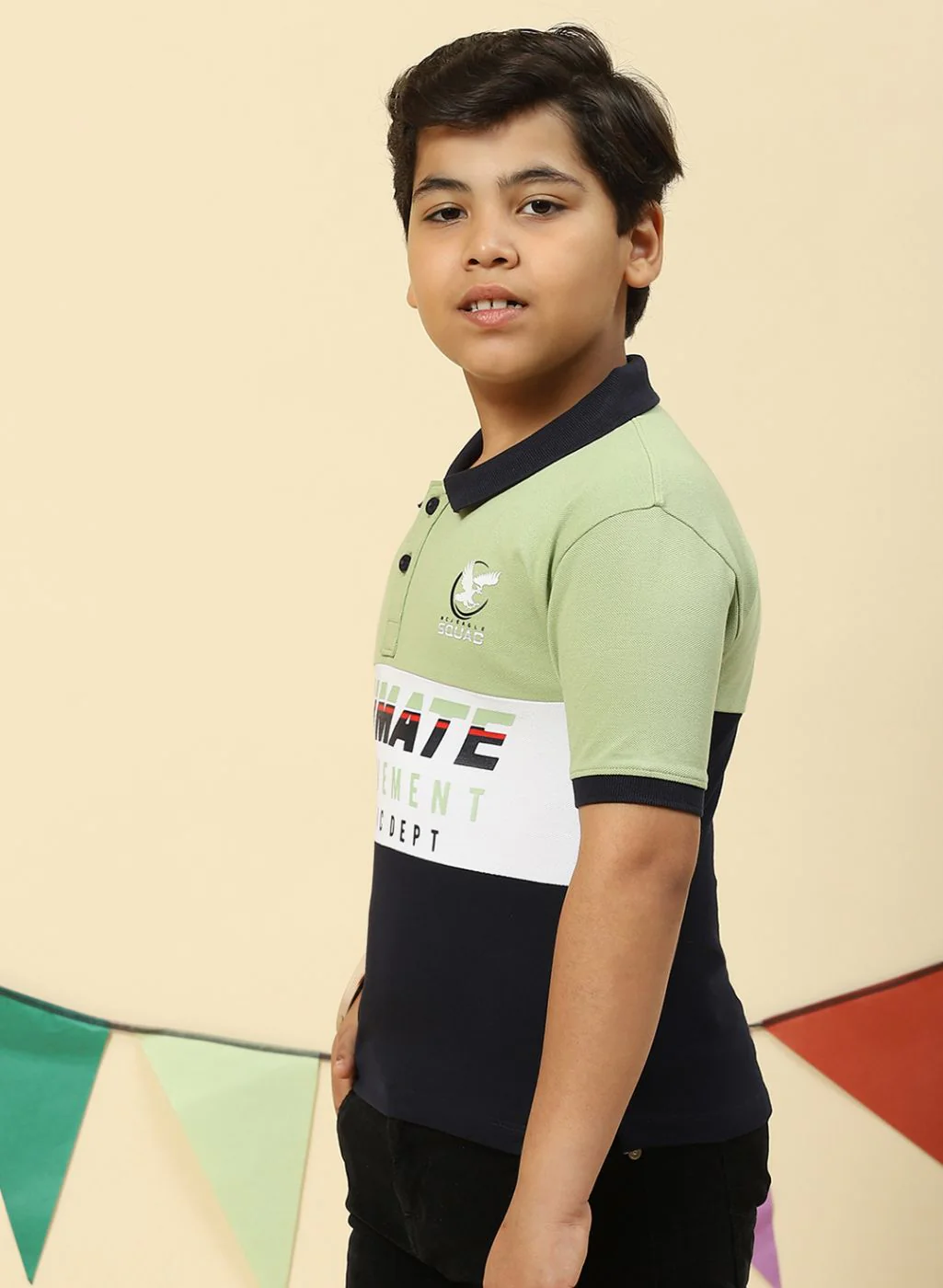 Boys Green Printed T-Shirt - Image 3