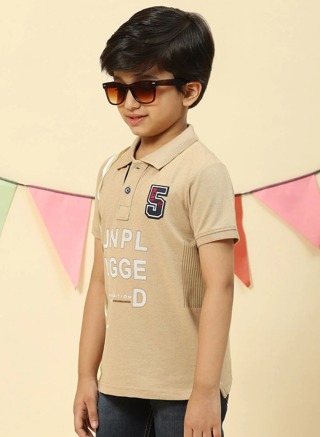 Boys Khaki Printed T-Shirt - Image 3