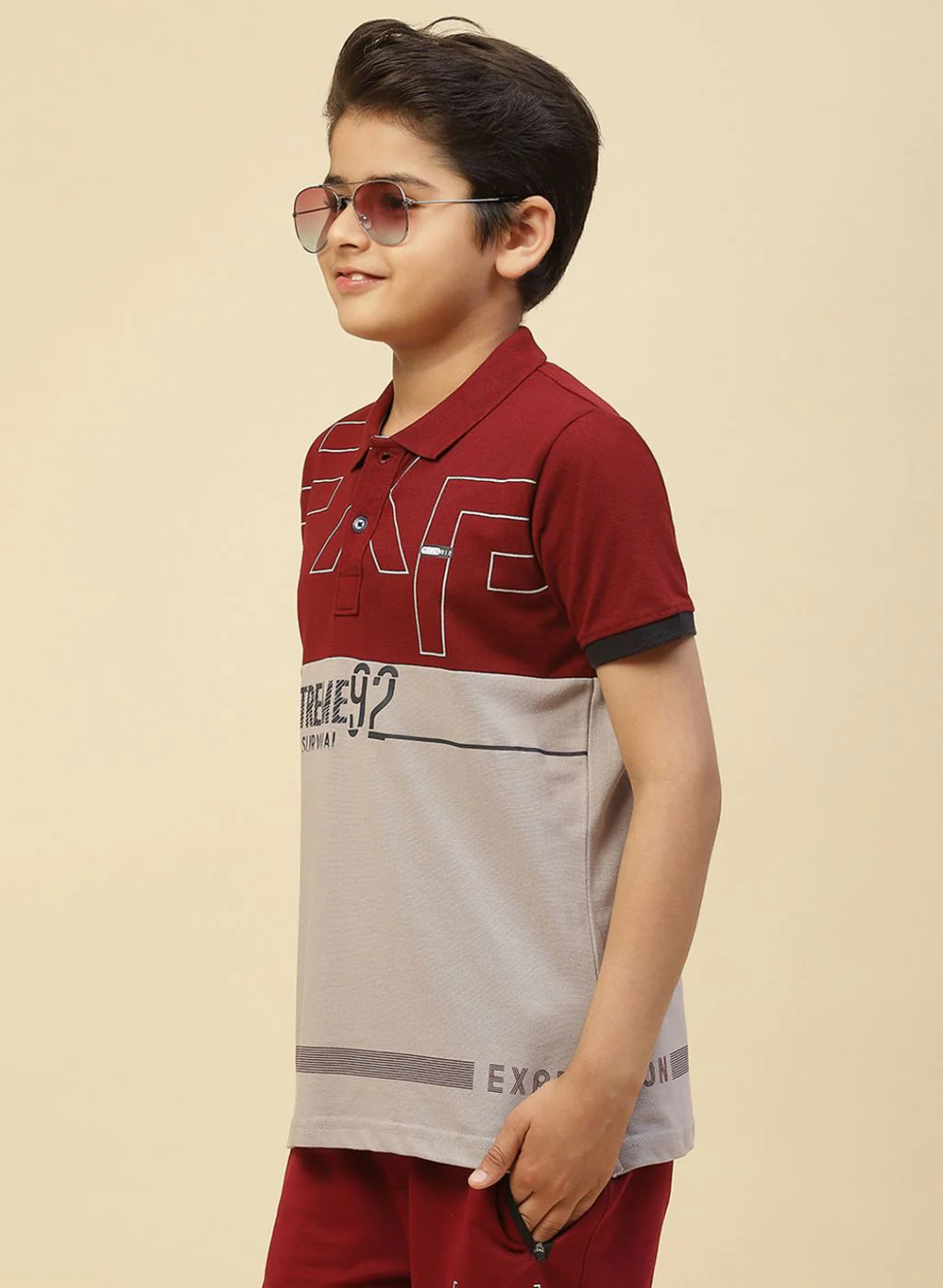 Boys Maroon Printed T-Shirt - Image 2