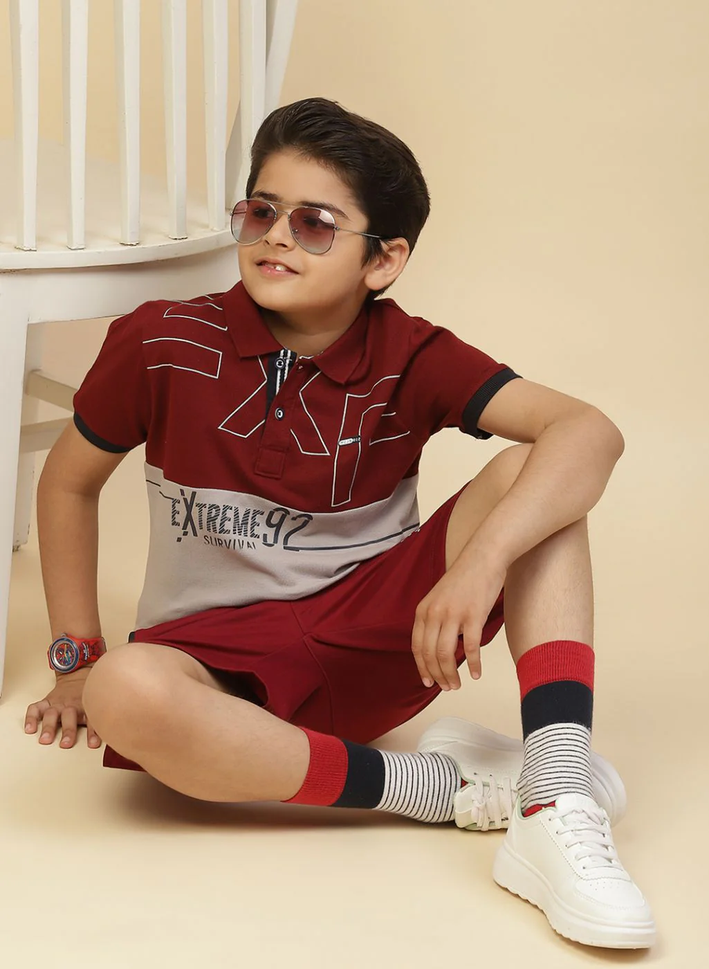 Boys Maroon Printed T-Shirt - Image 5