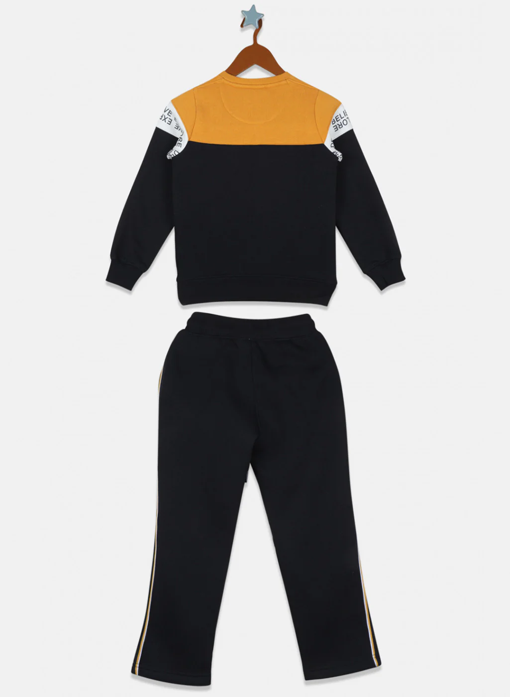 Boys Mustard & Navy Printed Tracksuit - Image 2