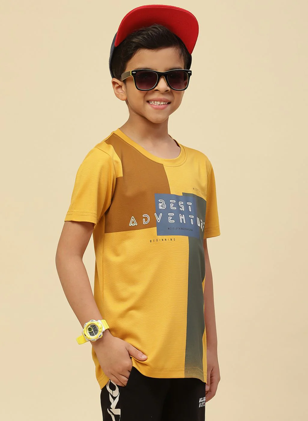 Boys Mustard Printed T-Shirt - Image 3