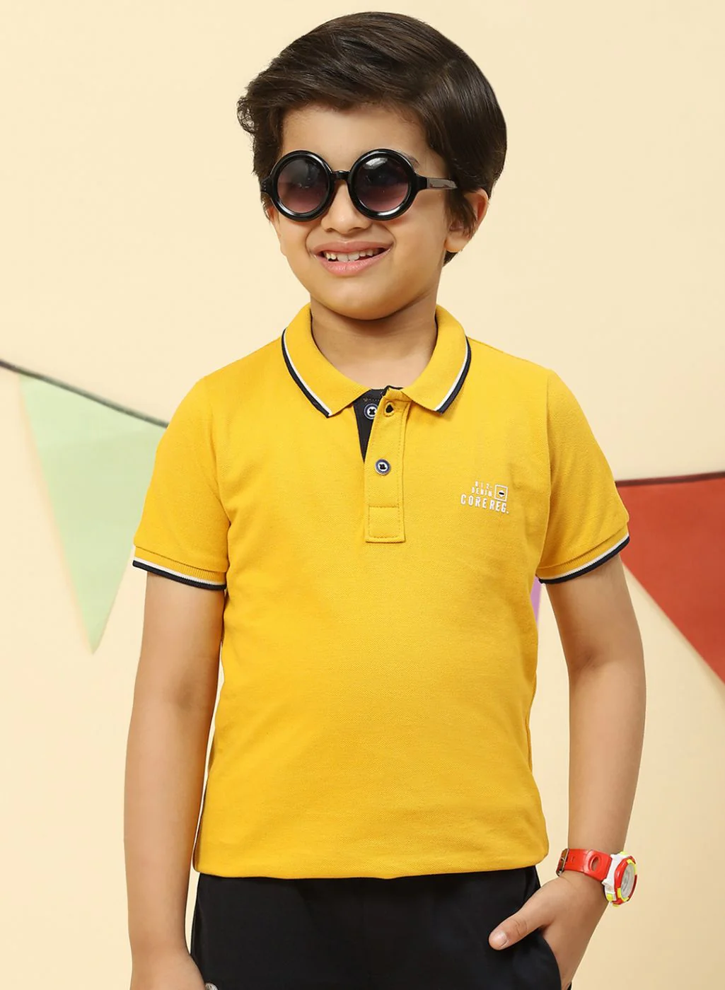 Boys Mustard Printed T-Shirt - Image 3