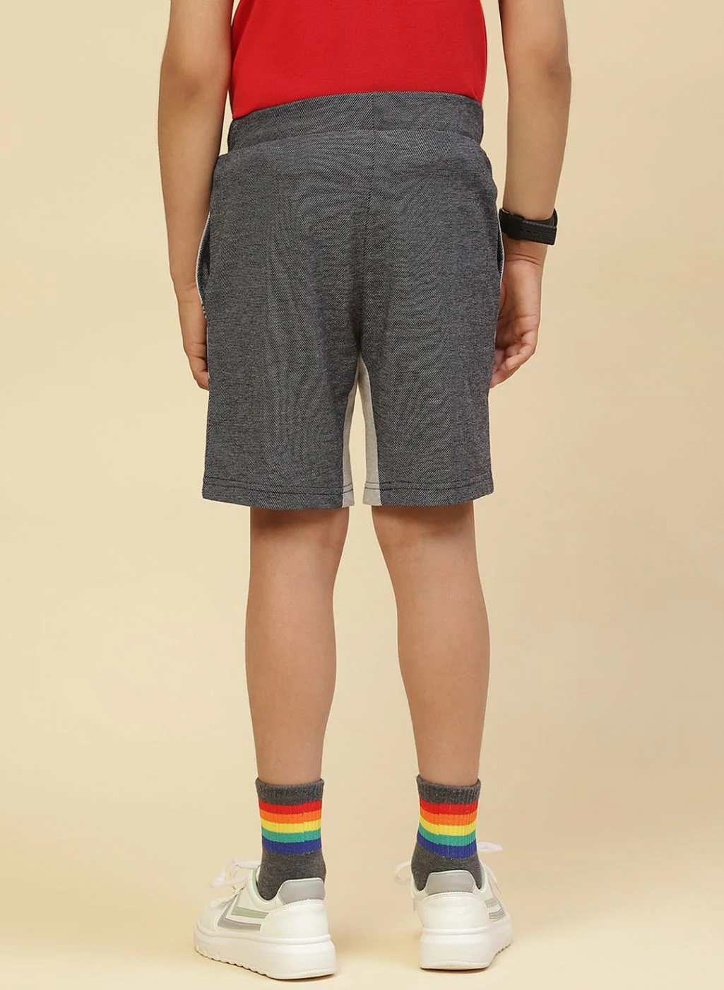 Boys NAvy Blue Printed Bermuda - Image 3