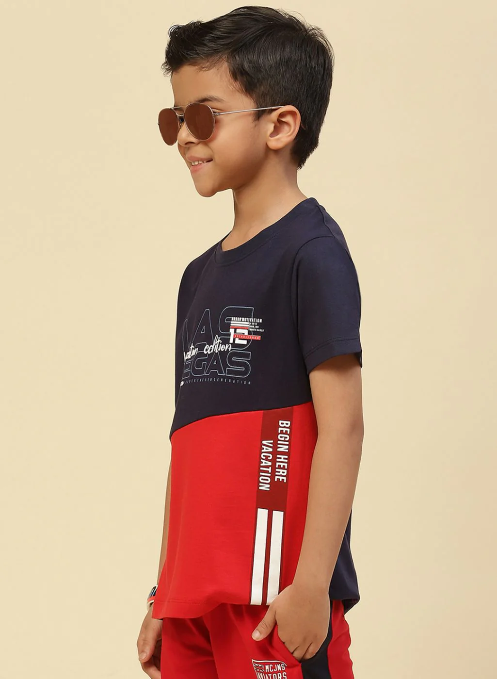 Boys Navy Blue Printed T-Shirt - Image 2