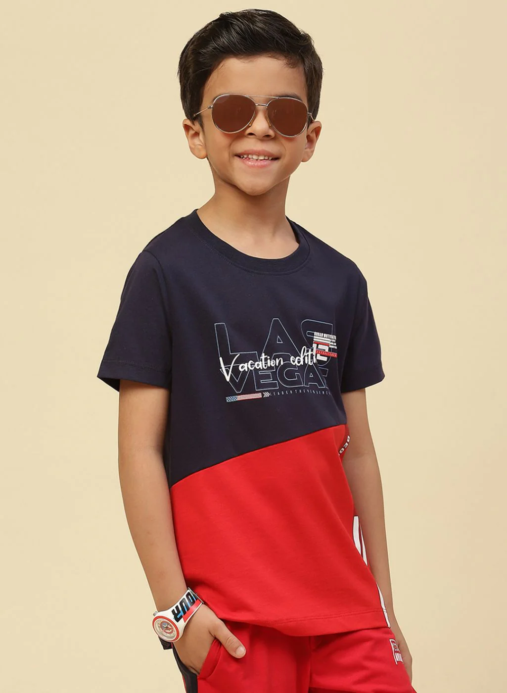 Boys Navy Blue Printed T-Shirt - Image 3
