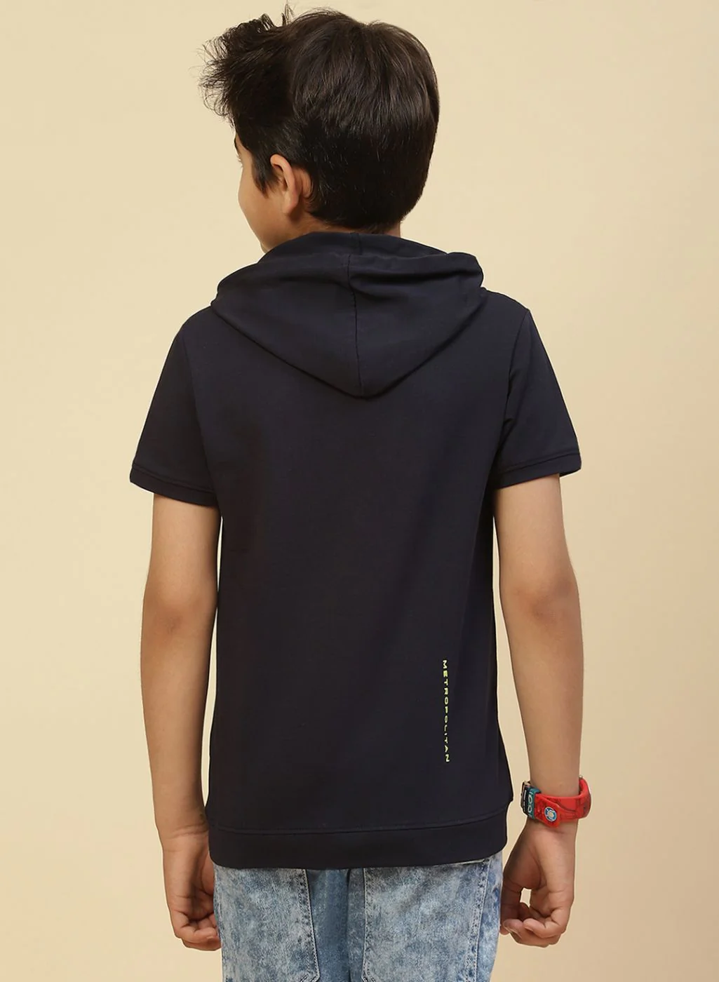 Boys Navy Blue Printed T-Shirt - Image 5