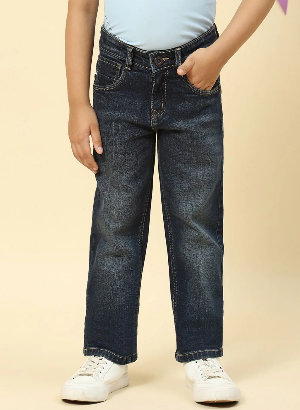 Boys NAvy Blue Regular Fit Denim - Image 2