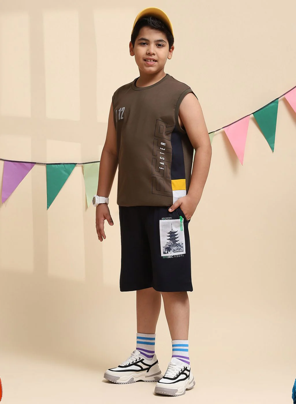 Boys Olive Printed Sandow Set - Image 3