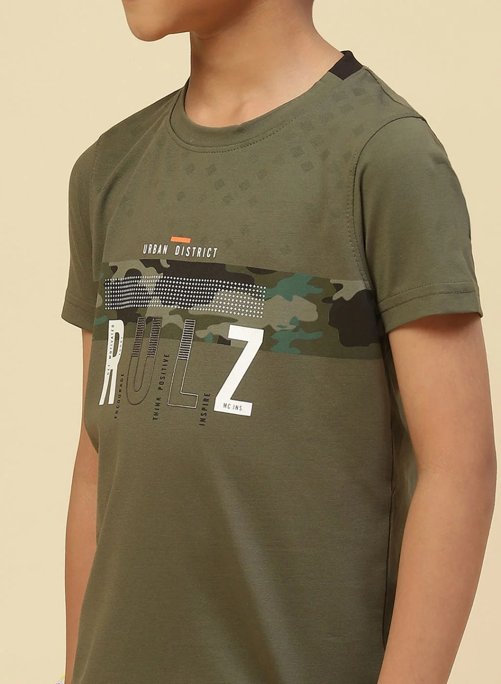 Boys Olive Printed T-Shirt - Image 6