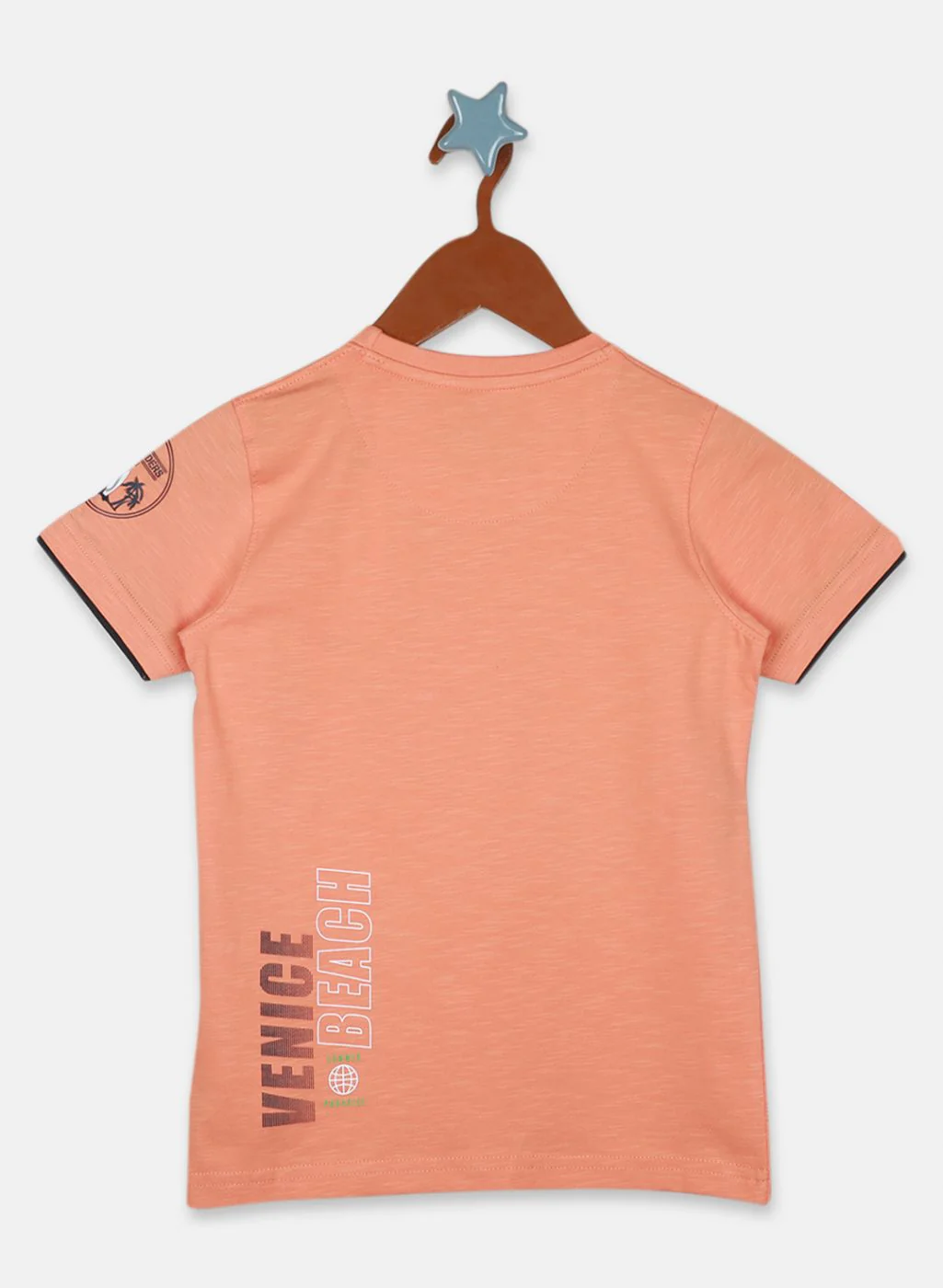 Boys Peach Printed T-Shirt - Image 2