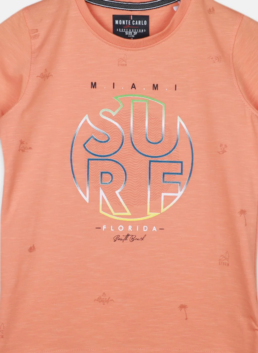 Boys Peach Printed T-Shirt - Image 3