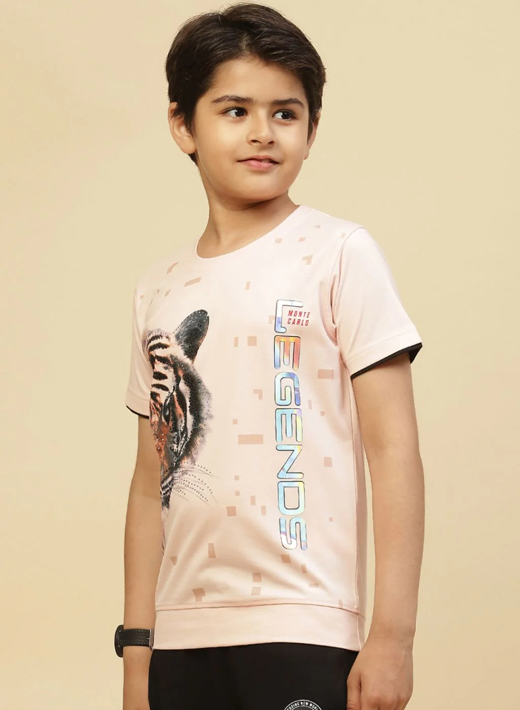 Boys Peach Printed T-Shirt - Image 2