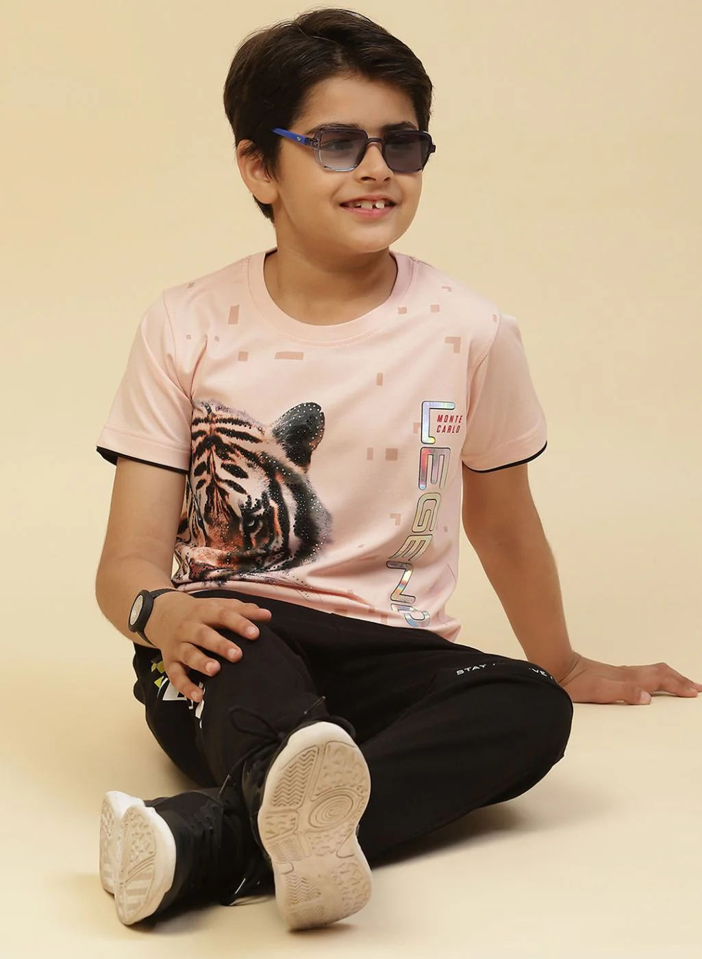 Boys Peach Printed T-Shirt - Image 5