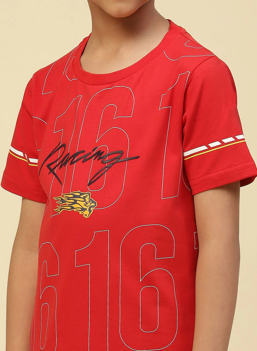 Boys Red Printed T-Shirt - Image 6