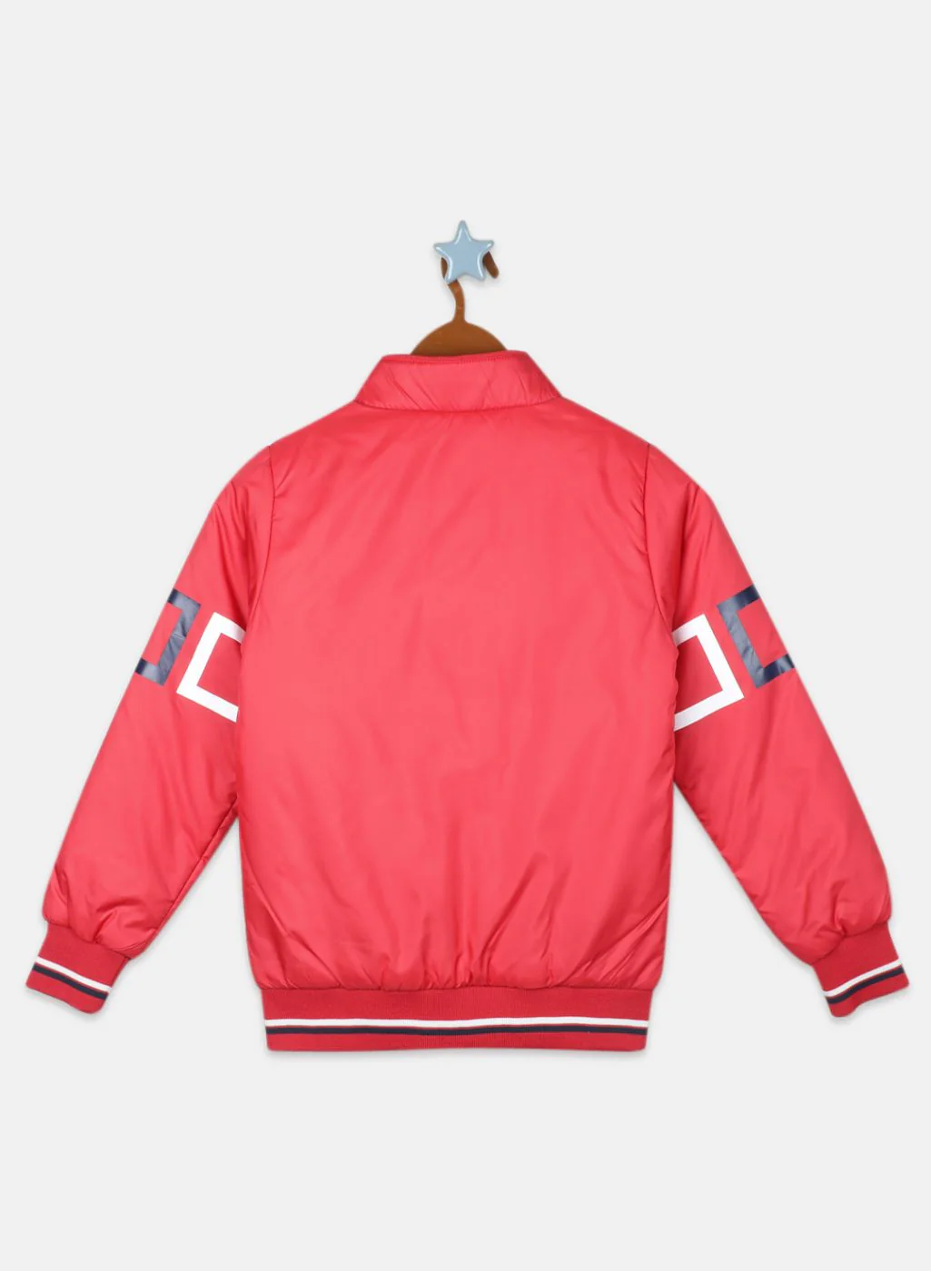Boys Red Solid Jacket - Image 2