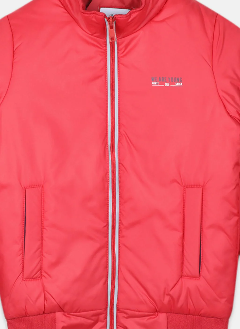 Boys Red Solid Jacket - Image 3