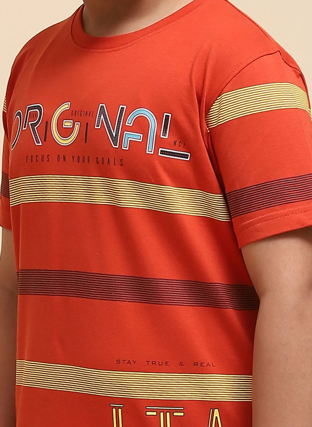 Boys Rust Orange Printed T-Shirt - Image 6