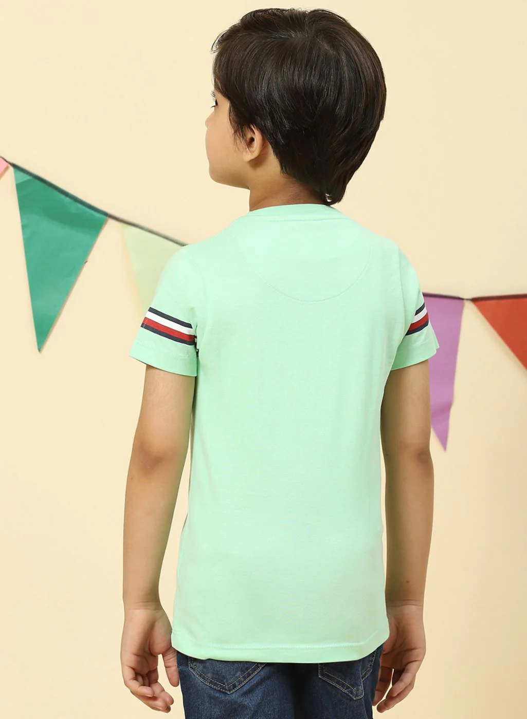 Boys Sea Green Printed T-Shirt - Image 5