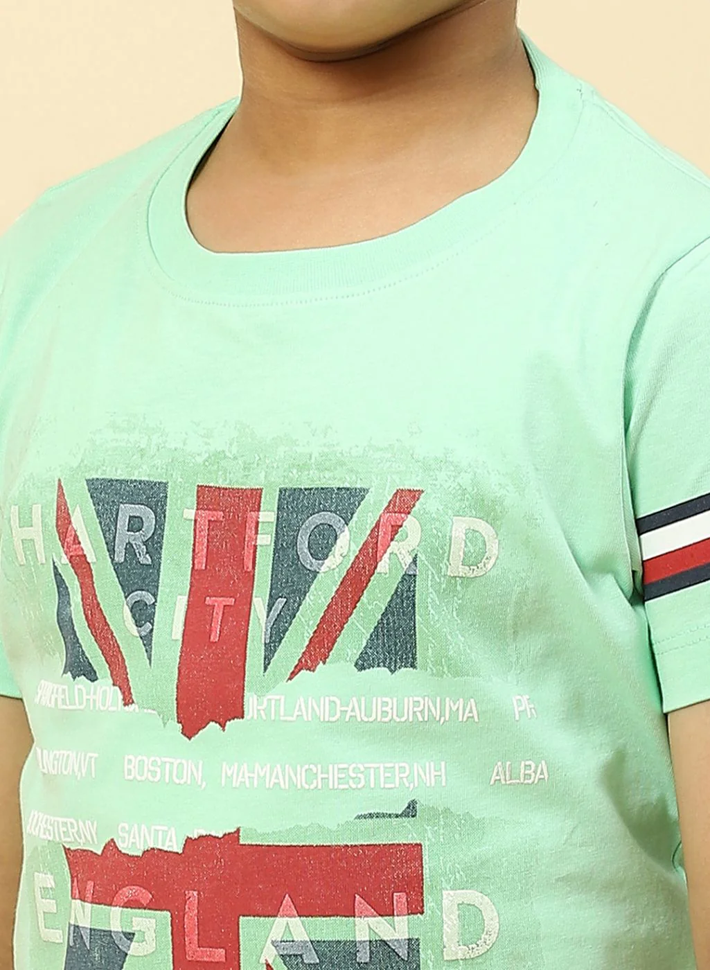 Boys Sea Green Printed T-Shirt - Image 6