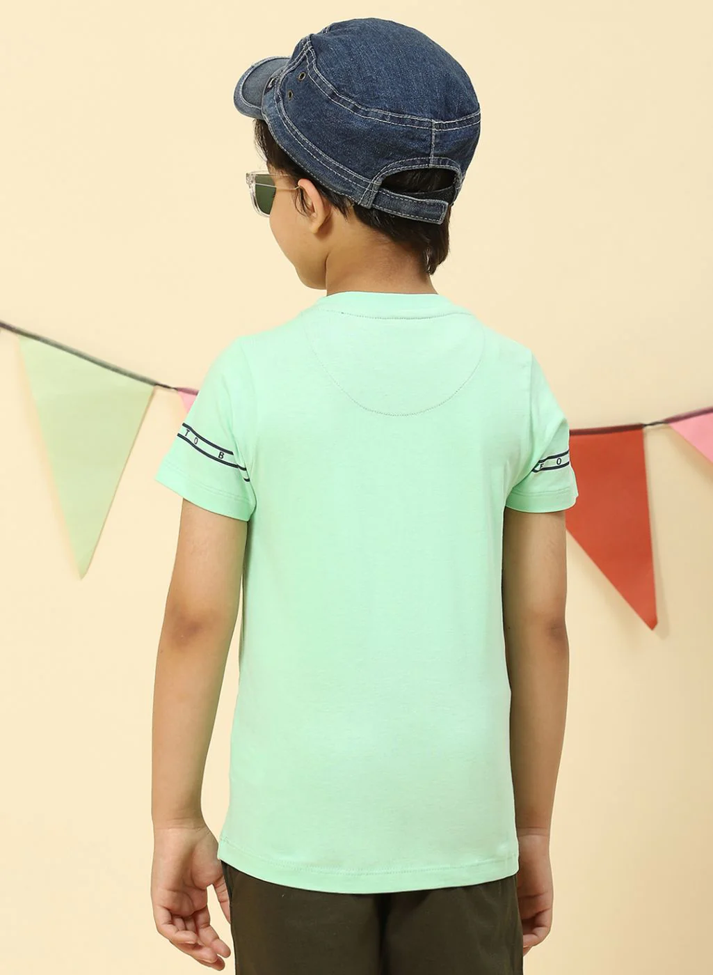 Boys Sea Green Printed T-Shirt - Image 5