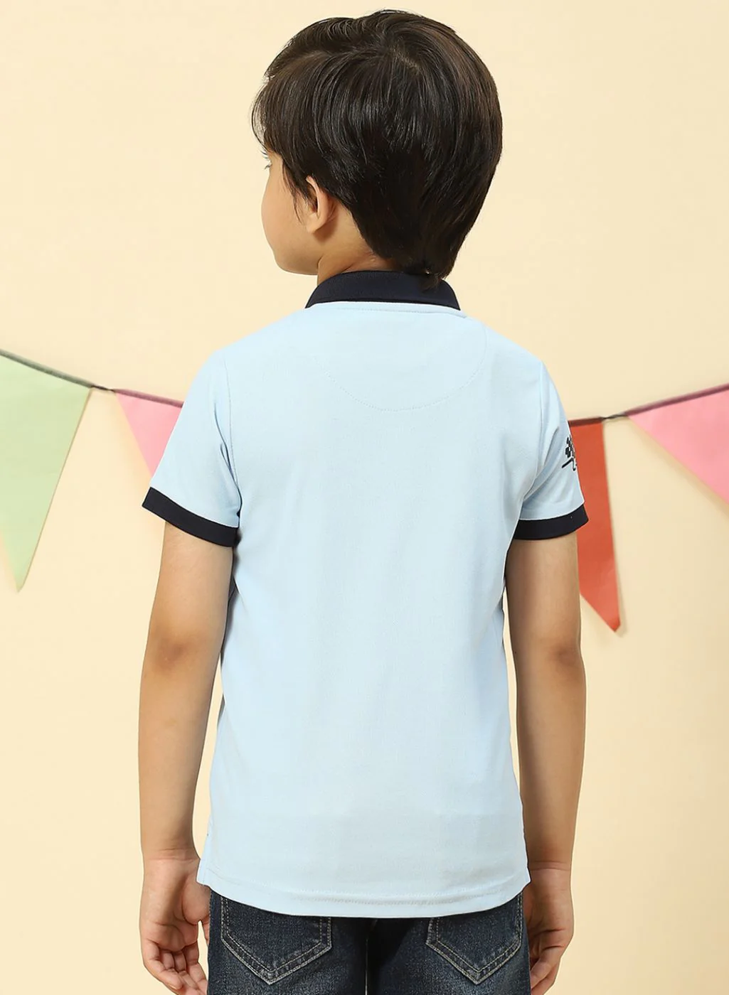 Boys Sky Blue Printed T-Shirt - Image 5